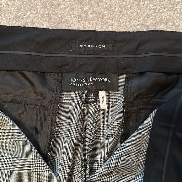 NWOT LADIES SZ 12 stretch JONES NEW YORK COLLECTION PANTS CLASSIC BLK/wht=grey - Picture 4 of 7